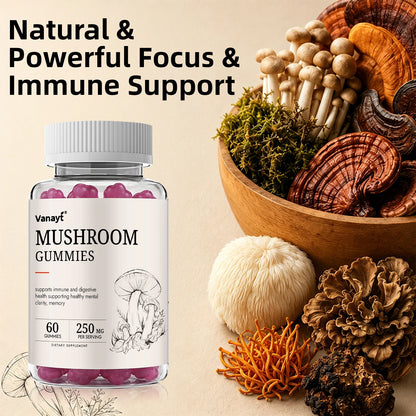 250mg Mushroom Super Blend Complex - Brain Nervous System Health and Memory Supplements Immunity Sleep Energy Mood Support
