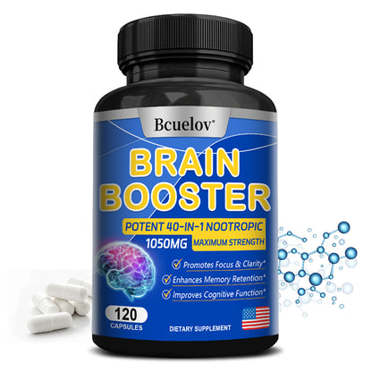 Brain Supplement 40-in-1: Boost Memory & Focus, 1050mg Formula